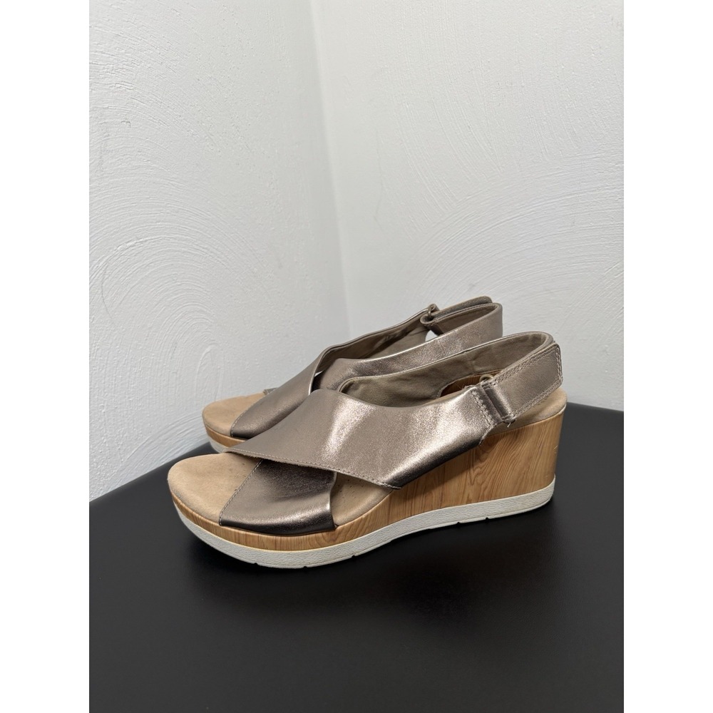 Collection by Clarks Strap Mule Sandals Shoes Womens Size 9.5 M Beige Tan Bronze